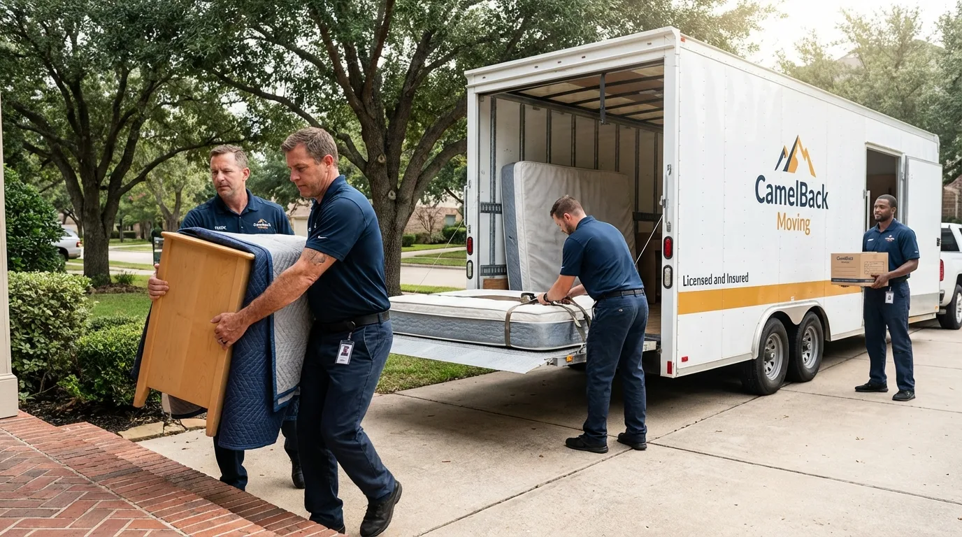 Crew loading residential truck for cross-state move from Heppner, OR