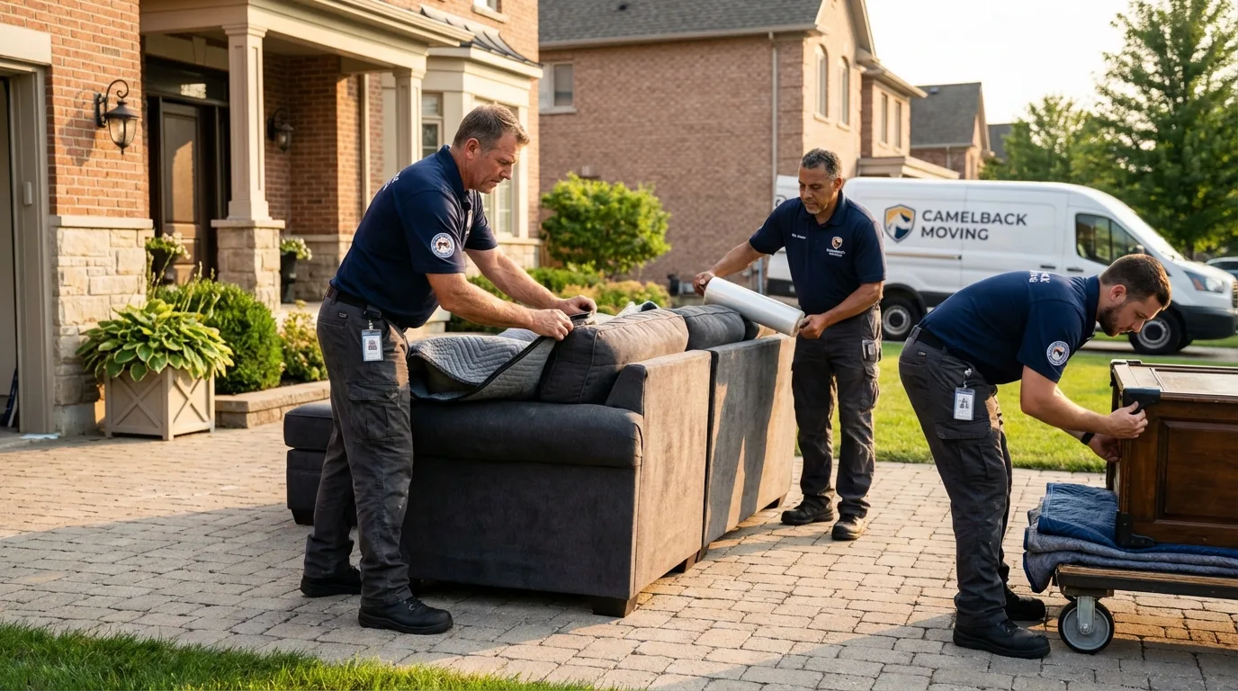 Large estate moving crew wrapping furniture in Heppner, OR